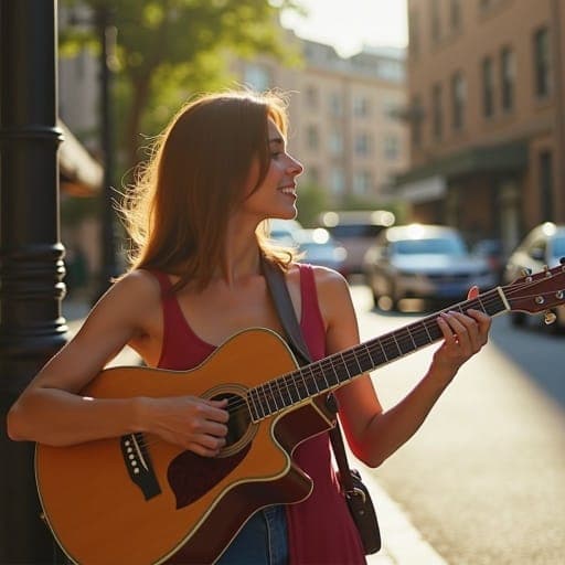 Playing guitar in the street