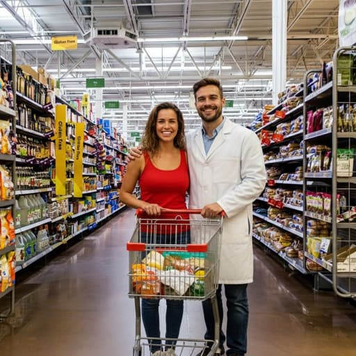 Couple shopping at the local supermarket