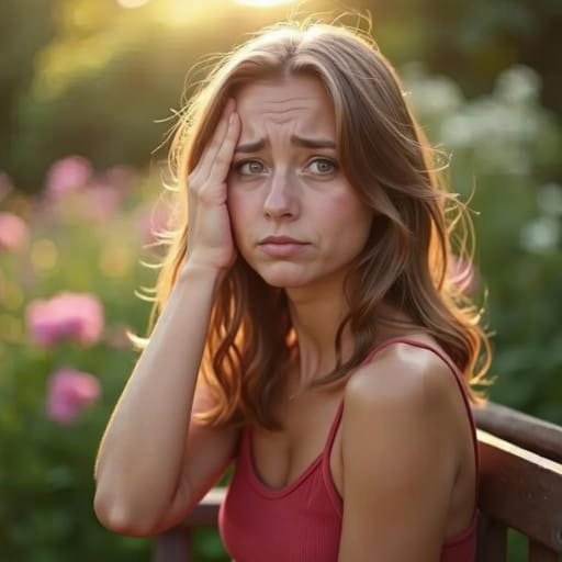 An embarrassed face expression created with the Expression Changer AI.