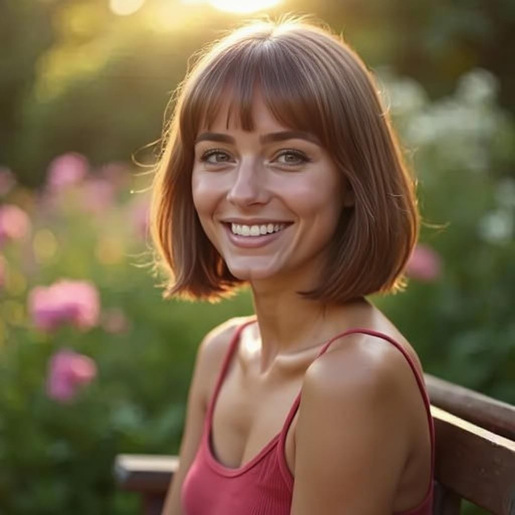 After Change hairstyle to bob cut