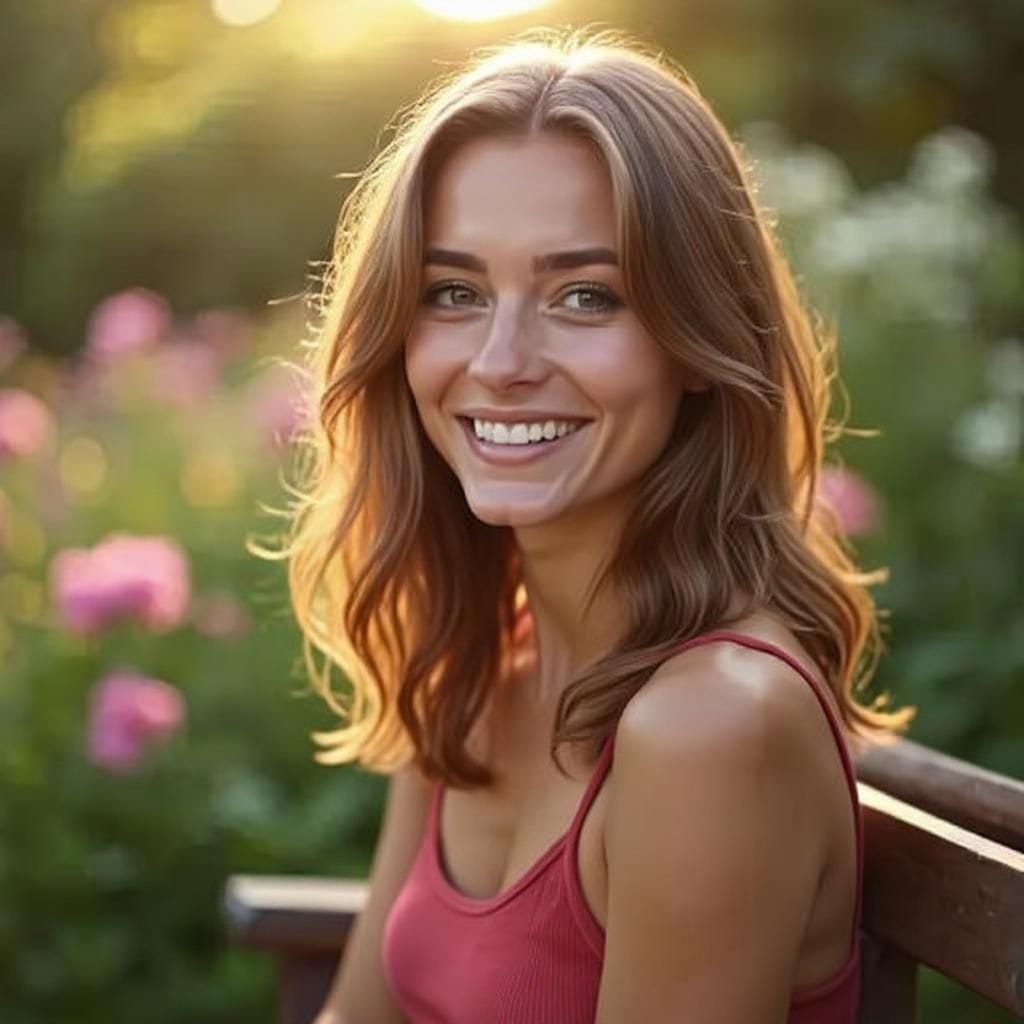 After Change hairstyle to medium-length beach waves