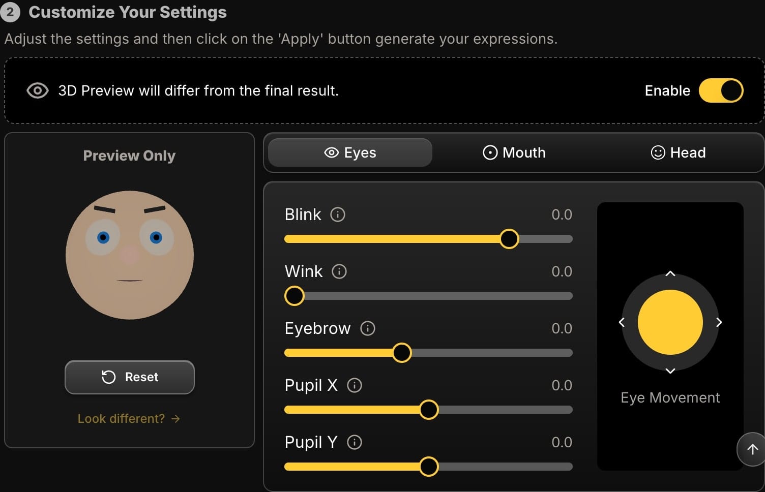 Face Edit - Eyes Tab