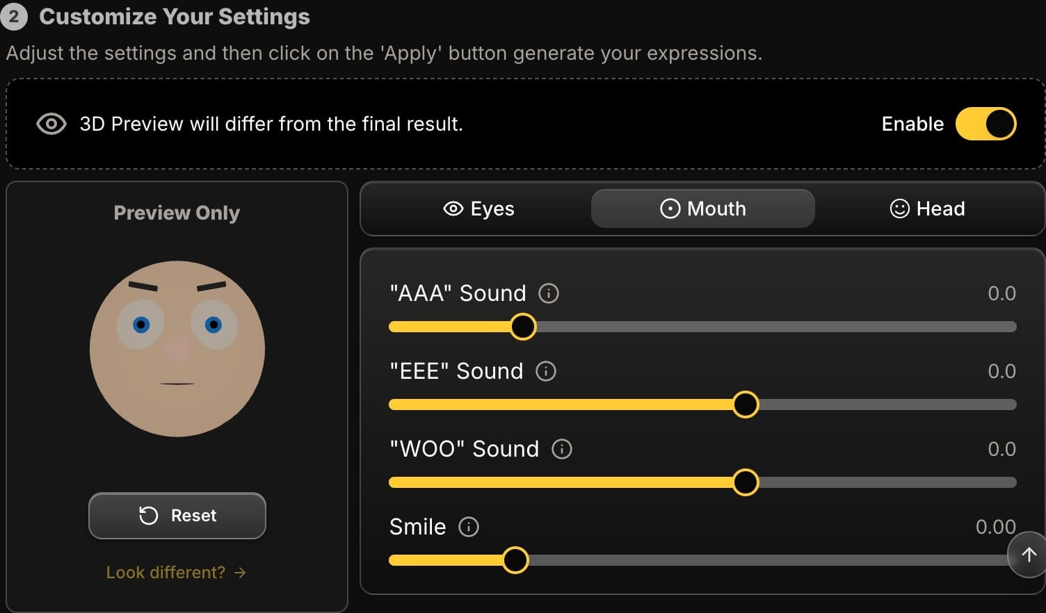 Face Edit - Mouth Tab